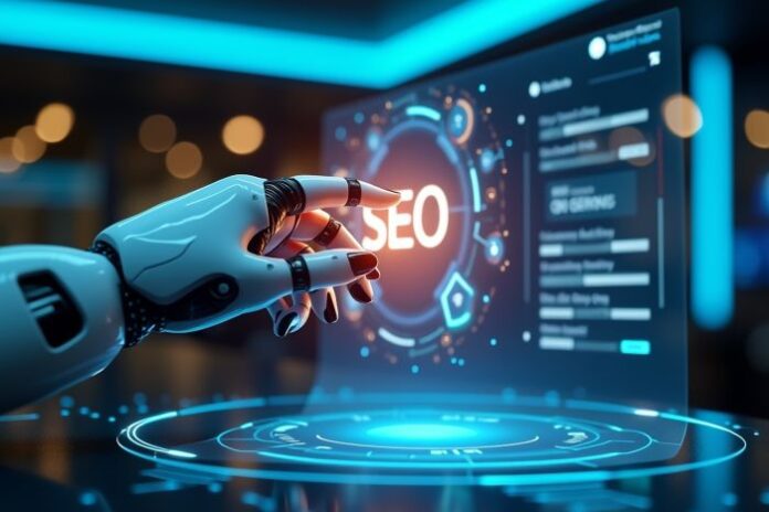 robot touching seo page