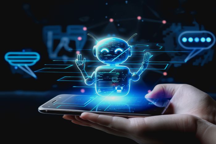 hand holding ai chatbot