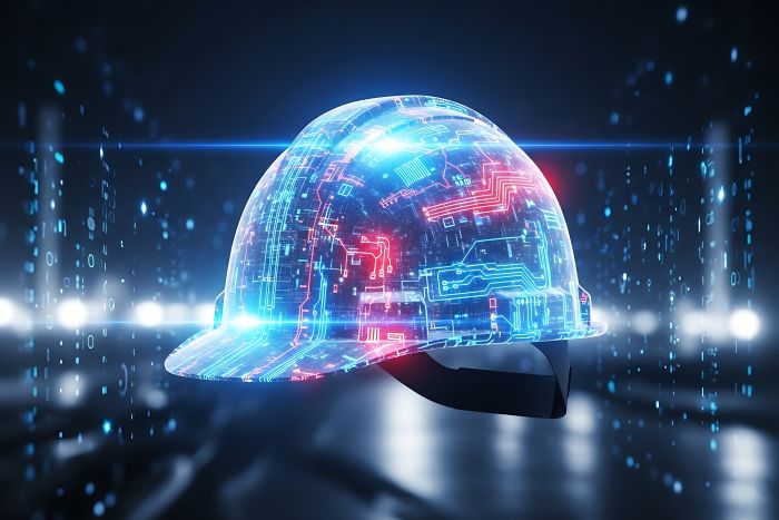 digital hardhat showing safety tech