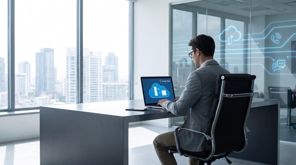 image of person using genesys omnichannel