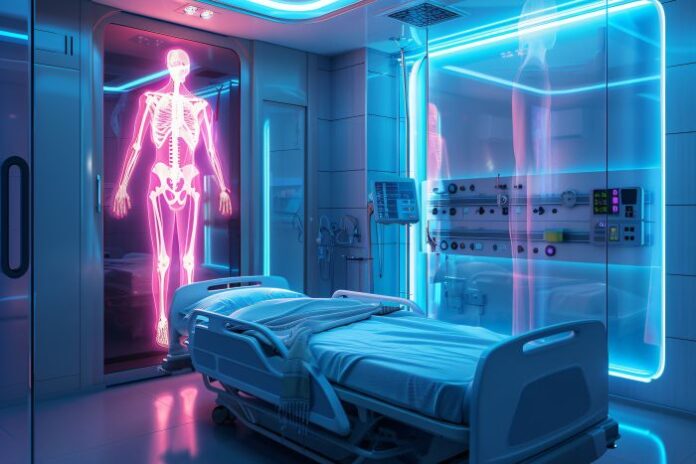 images-that-simulate-x-rays-with-neon-colors surgery room getting ready for cosmetic procedures