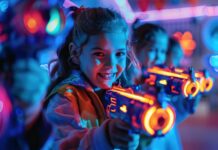Smart Entertainment Technology is Transforming Family Entertainment girls using entertainment technology to play laser tag