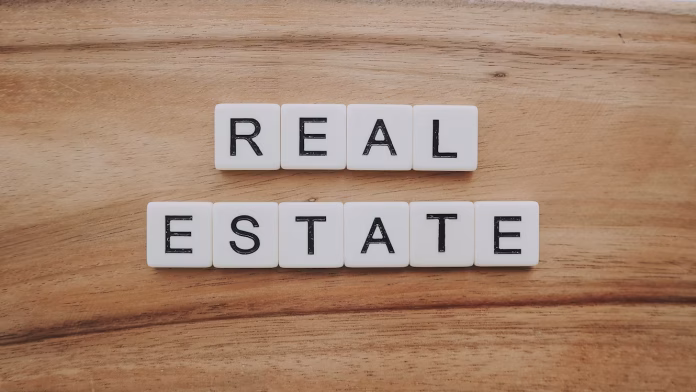 real estate blocks on table