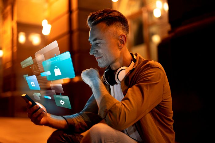 image of man looking at e-commerce marketing