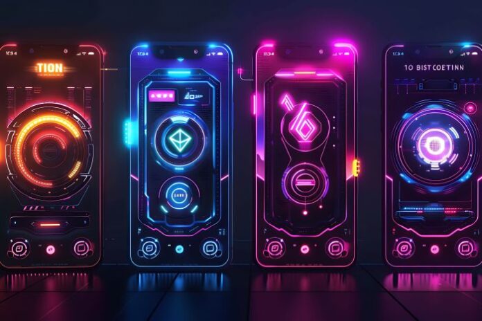 row-cell-phones-with-letters-g-g-them sleek design on mobile app