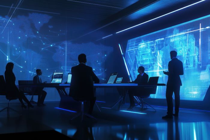 business men looking at remote recruitment