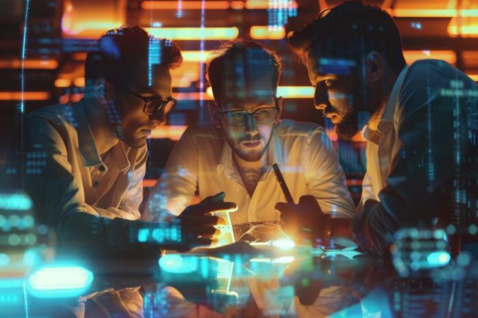 young-managers-use-smartphones-work-startup-project using technology to boost teams productivity