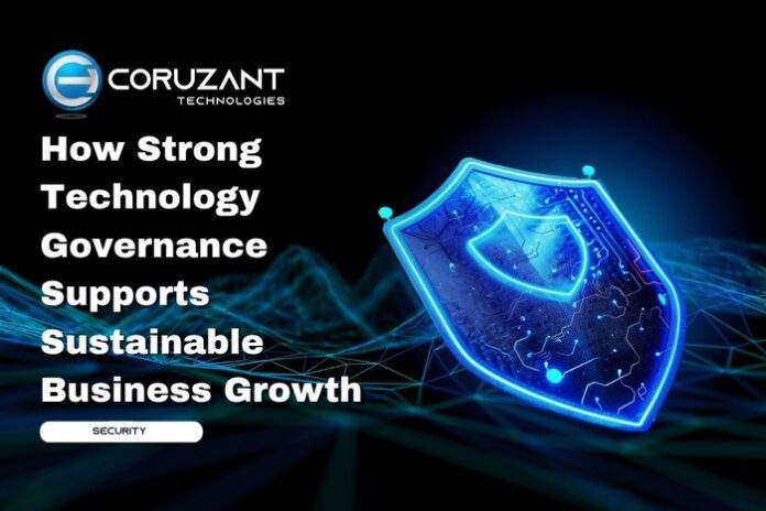 Chatbot Testing - Coruzant Technologies (92) headline for how strong technology governance supports sustainable business growth
