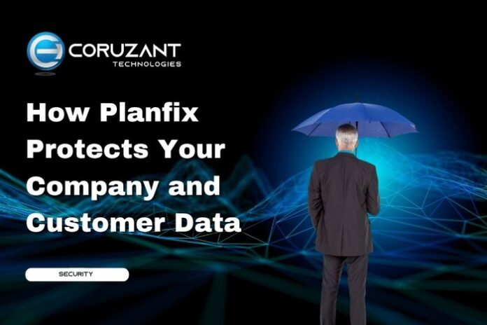 Chatbot Testing - Coruzant Technologies (98) headline for how planfix protects your company and customer data