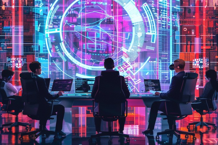 modern it team working together