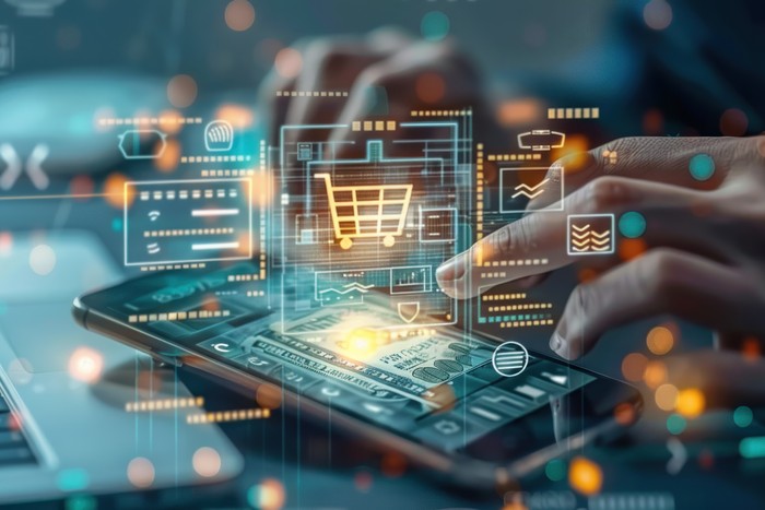 person using omnichannel to checkout