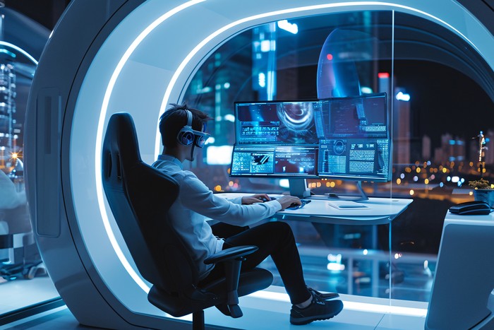 man working help desk