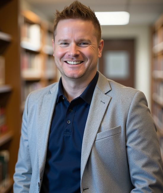 Christopher Sprague smiling in a gray suit.