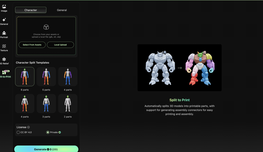 image of hi3d 3d model split to print 3d creation