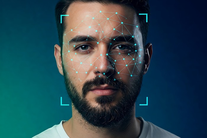 person using biometric scan to pay
