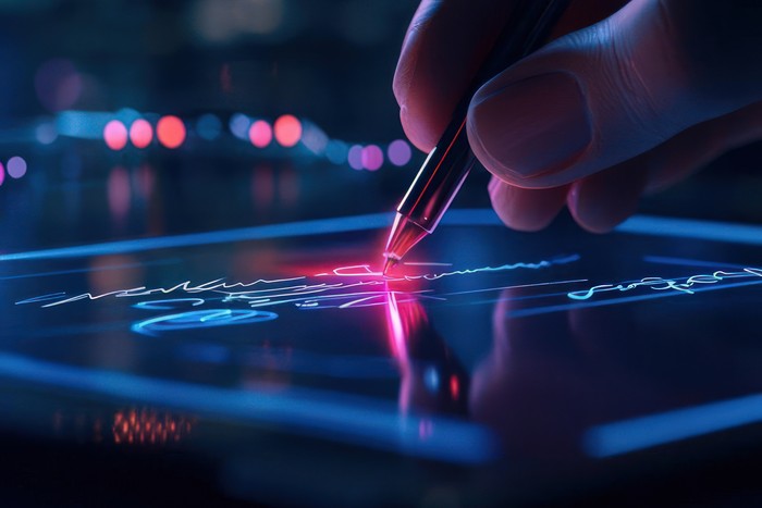 person working with ai scribe