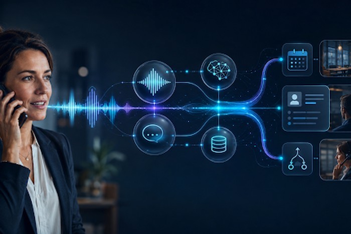 image of woman using voice ai