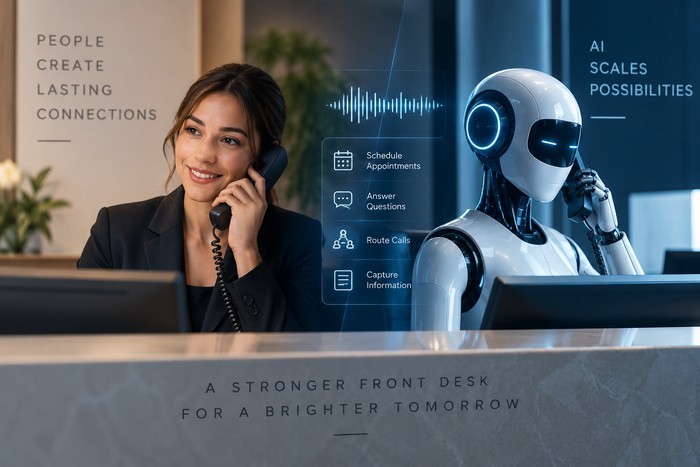 image of human receptionists vs ai receptionists