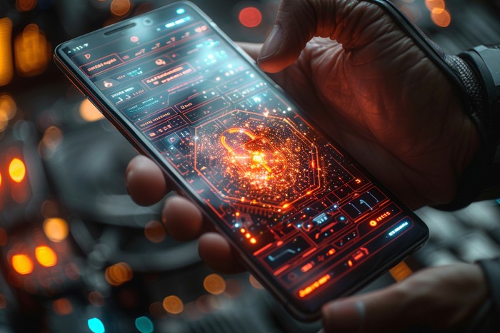 picture of man using ios developed app