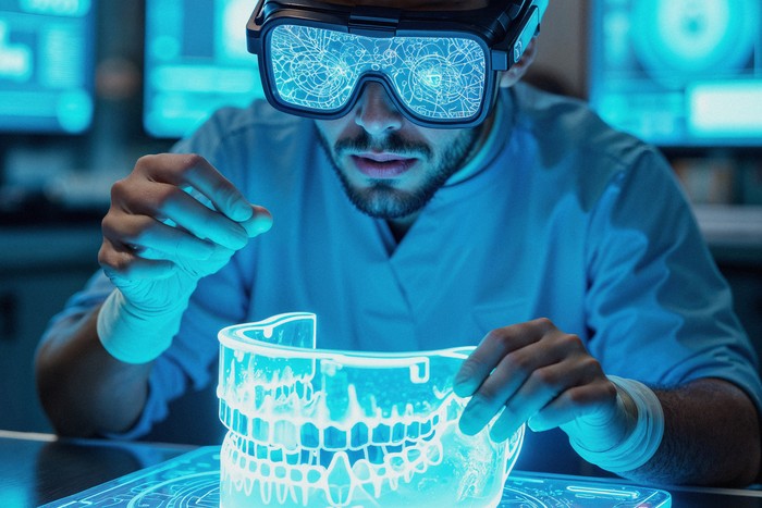 doctor looking at 3d scanning