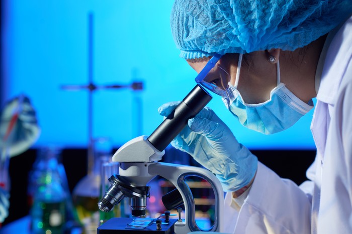 person performing research