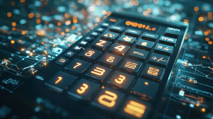 Futuristic calculator used for capital calculations