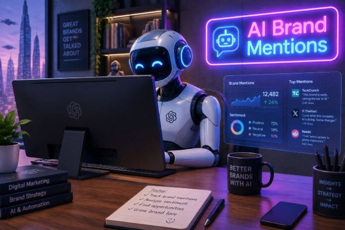 futuristic-robot_brand-mention futuristic robot in marketing working on AI Brand Mentions