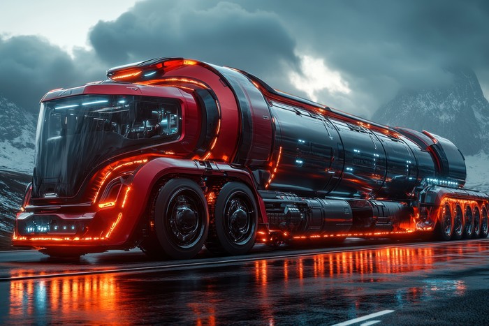 diesel truck driving