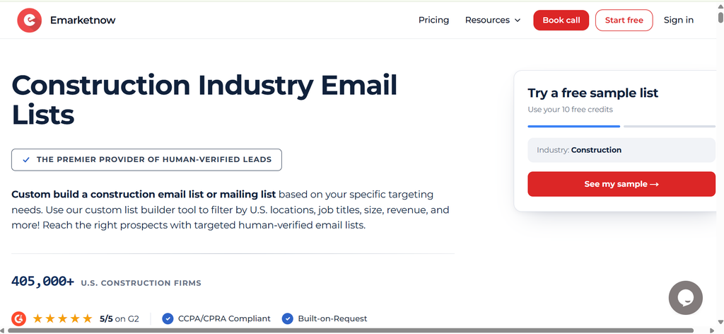 construction industry email lists provider emarketnow
