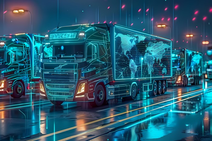fleet of cargo trucks