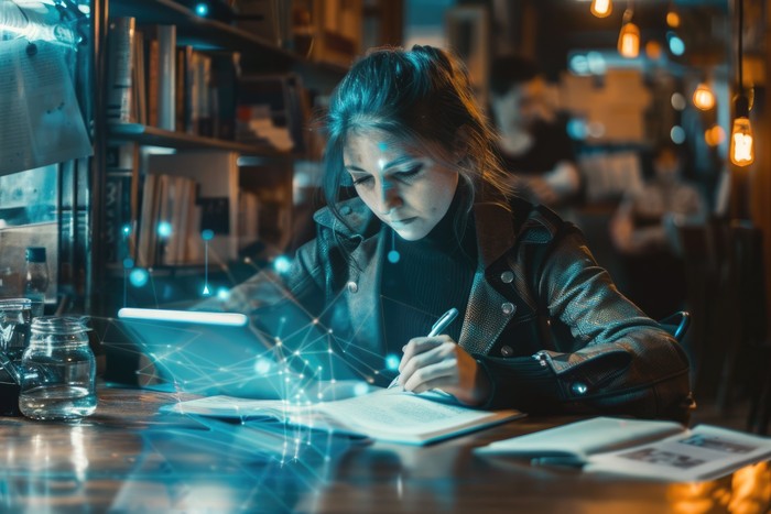 picture of woman studying for master's degree