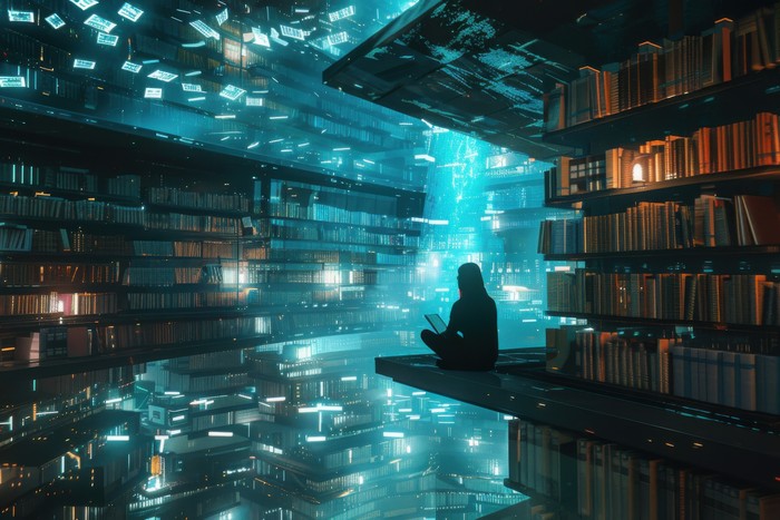 students studying in library