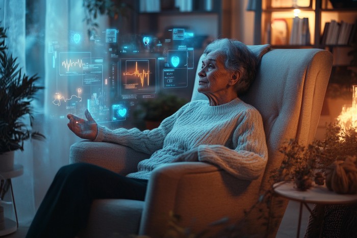 older woman using authorization management