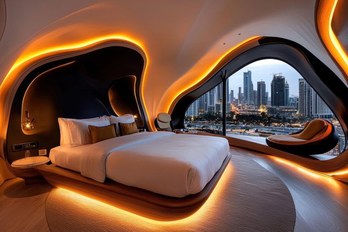 nice looking bed in hotel