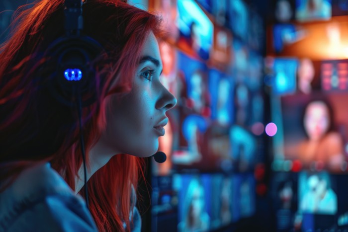 woman using outbound dialers