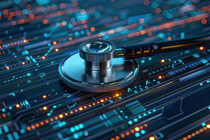 futuristic stethoscope showing app development