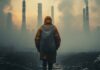 Data Center Air Pollution Could Undo Decades of Texas Gains image of person walking with hazmat suit because of data center air pollution
