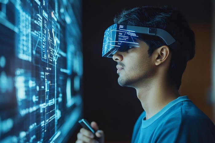 man using ar for Workplace Learning