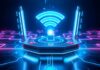 Why Wi-Fi Slowdowns Hit in the Evening and How to Fix Them futuristic Wi-Fi router representing Wi-Fi slowdowns