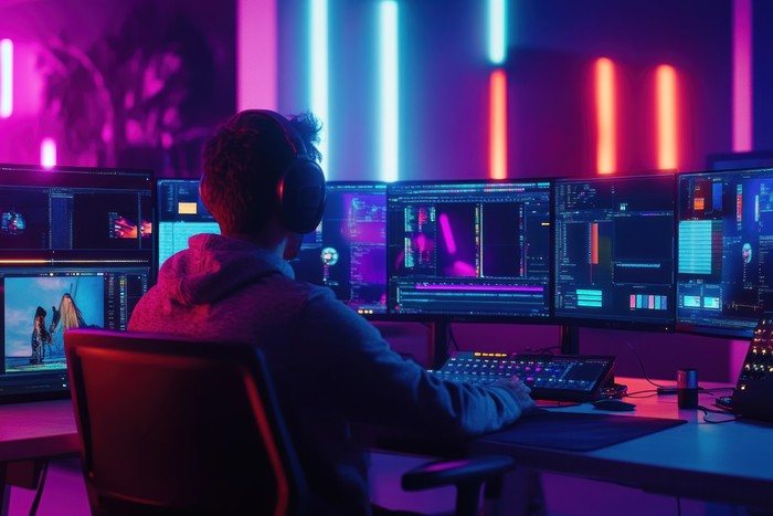 man using ai editing tools