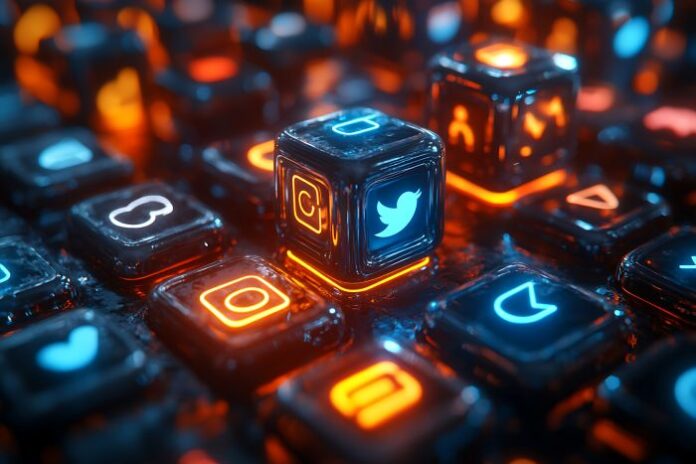 glowing social media cubes representing the Instagram algorithm