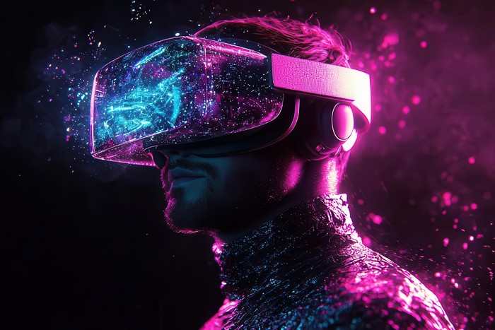 man using vr for work training