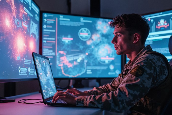 military working on security platforms