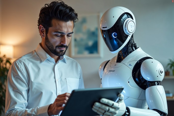 ai looking at enterprise sites with person
