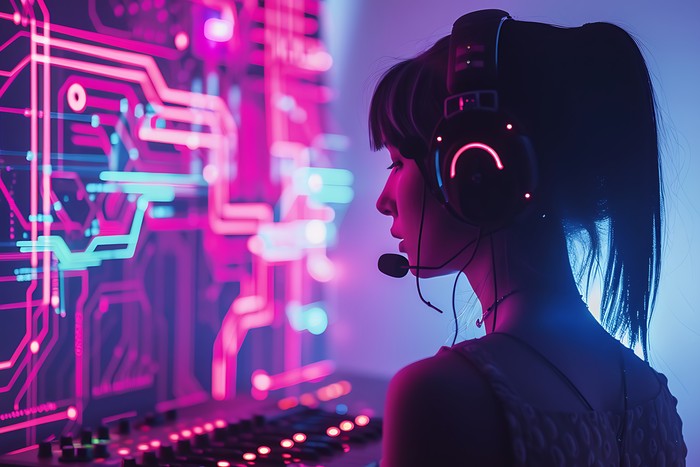 woman working in call center